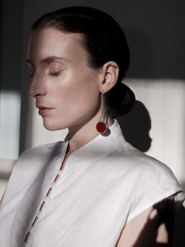 TALL FLAT CARNELIAN EARRINGS