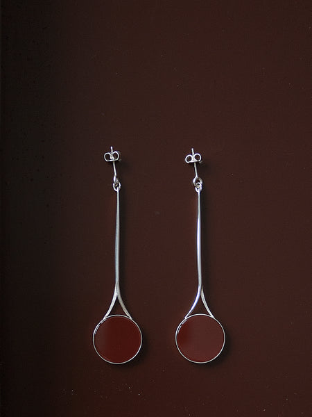 TALL FLAT CARNELIAN EARRINGS